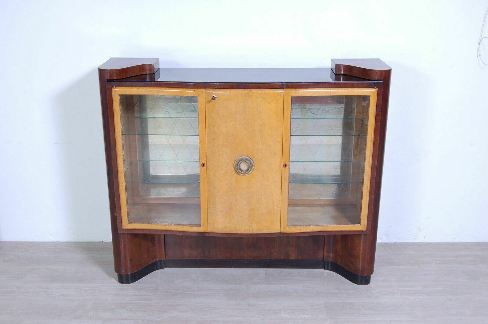 Art Decò Bar Cabinet Briar Sideboard Double Essence Showcase Revolving Door 1940s photo 900.0