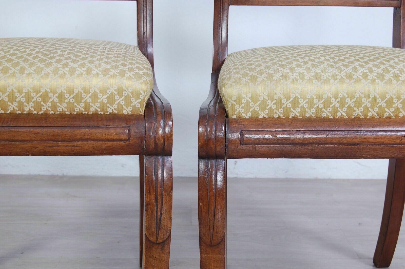 Pair Of Old Carved Wooden Chairs, Design And Production From The Early 1900s photo vintage