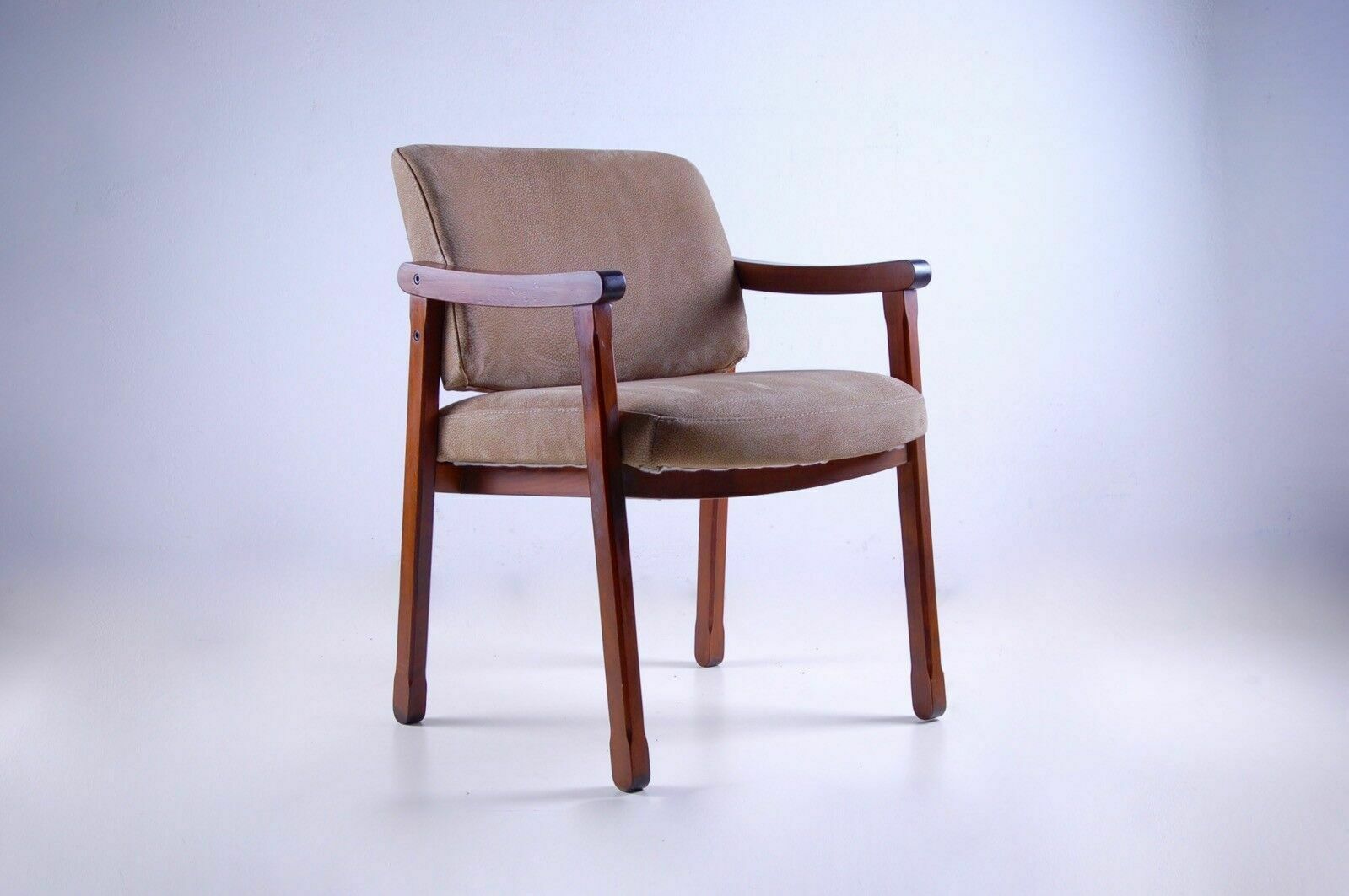 1950s Armchair Just Reupholstered In Leather.