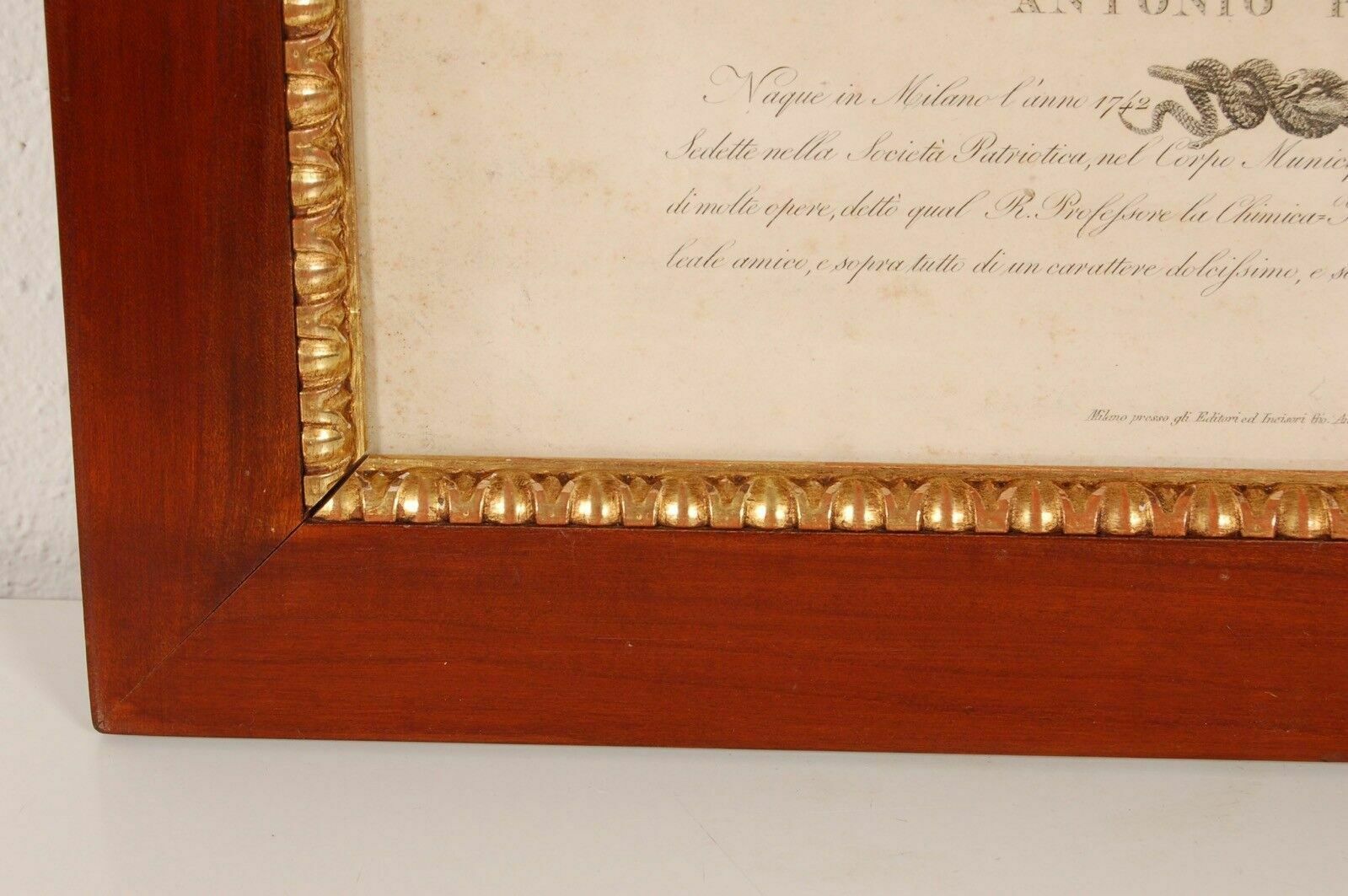 Antonio Porati, Copper Engraving, Drawing By De Marchi, Ed. Ga Sasso, Dotted photo vinterior