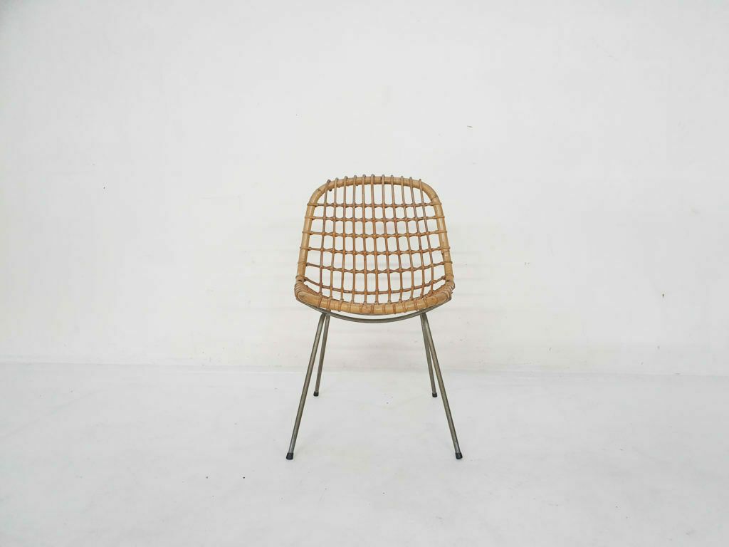 Vintage Rattan And Metal Dining Chair photo furniture