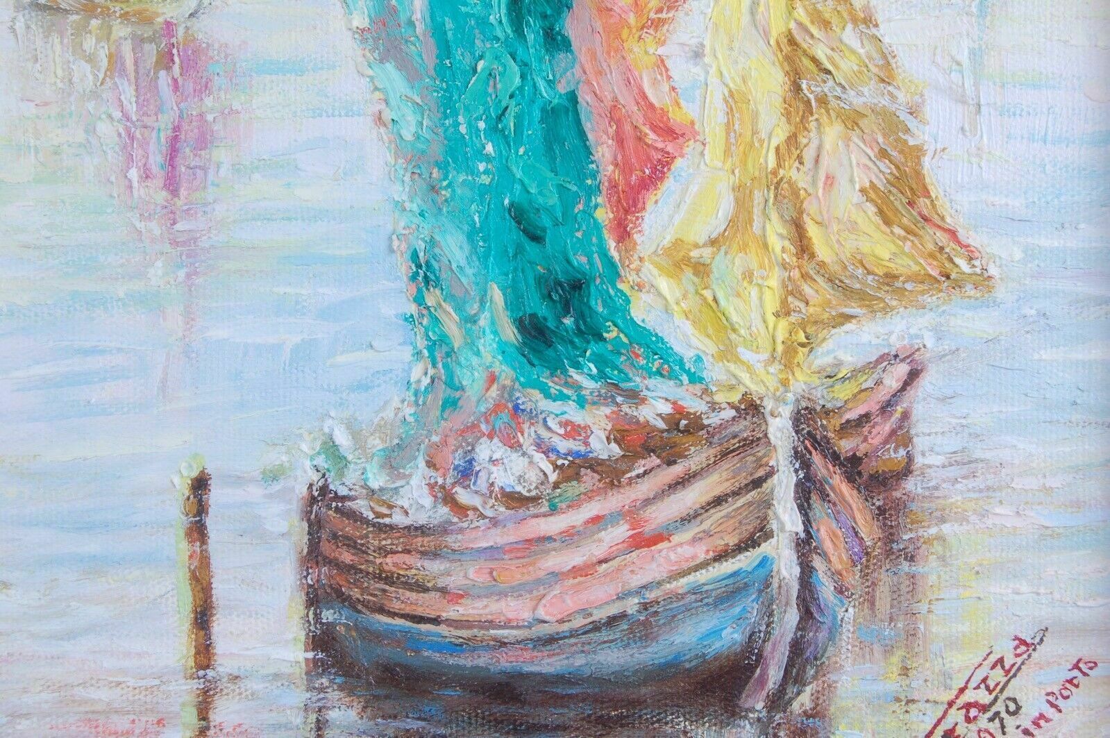 E Frazza Oil Painting On Canvas With Frima Boats photo for sale