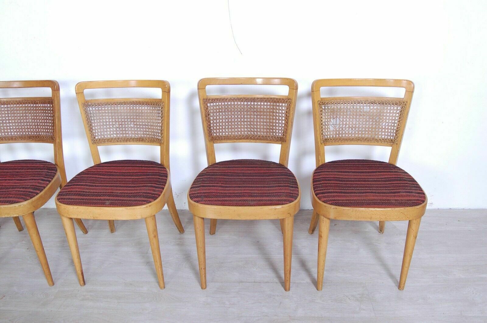 Set Of 6 1940s Design Chairs With Vienna Straw Backrest To Be Restored photo 420.0