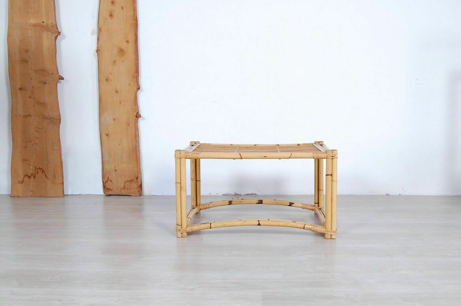 Woven Bamboo Tea Table From The 70s. Good Condition. 76x55 Cm photo furniture