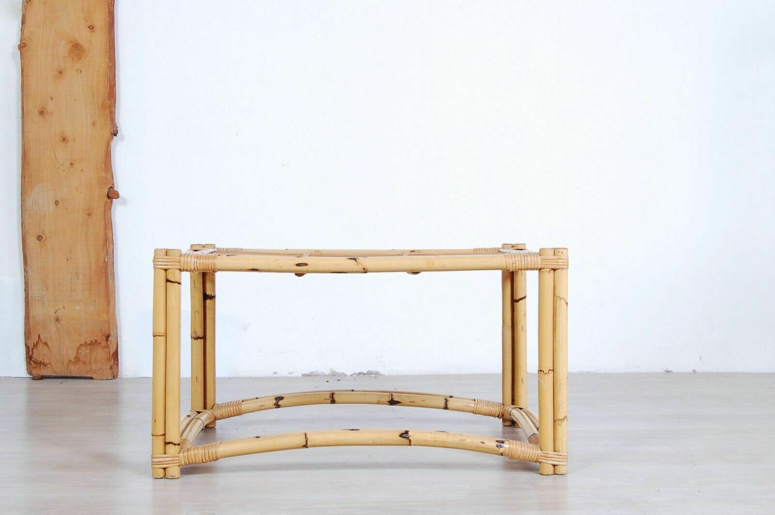 photo for sale Woven Bamboo Tea Table From The 70s. Good Condition. 76x55 Cm