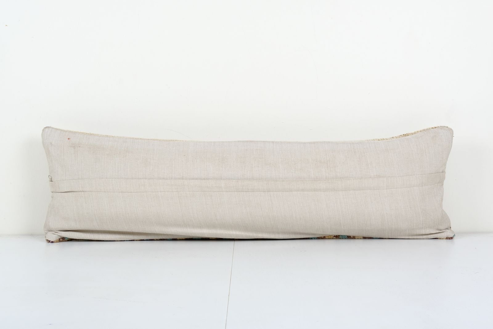 Muted Blue Carpet  Bedding Pillow, Faded Ethnic Turkish Long Yastik Pillow   Designer 11'' X 35'' photo for sale