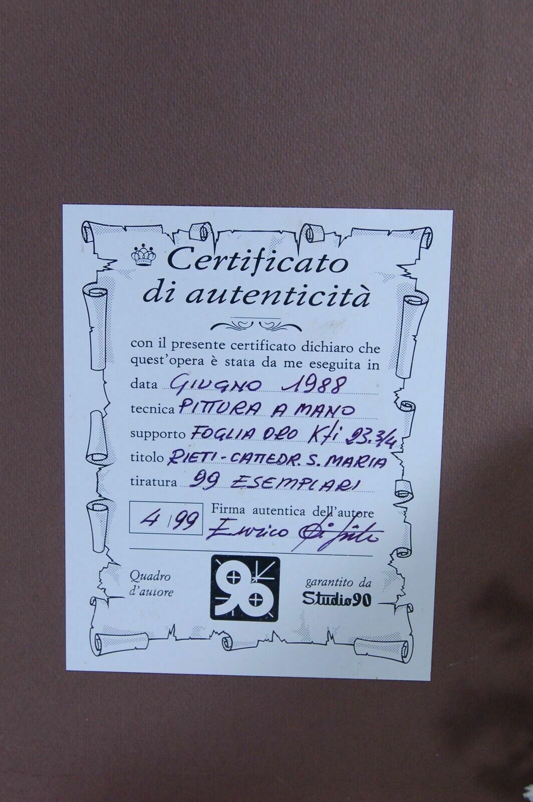 Enrico Di Sisto Picture Painted On Gold Leaf Rieti Cathedral Edition 4 Of 99 photo Home Decor