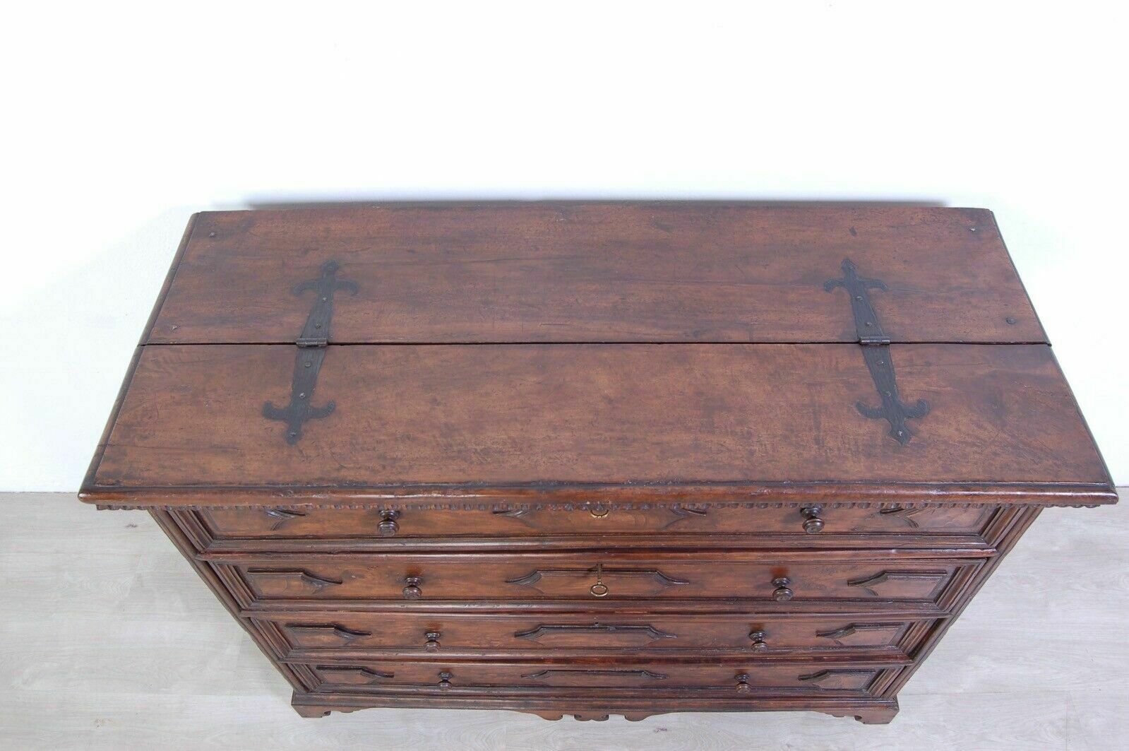 photo furniture Antique Chest Of Drawers From The End Of The 18th Century, Old Lombard Chest Of Drawers With Walnut Flap