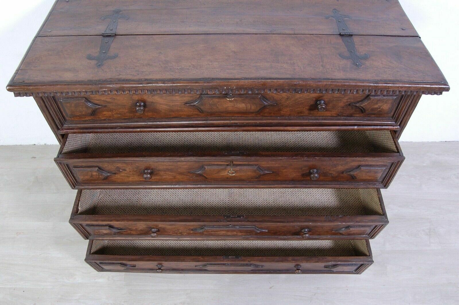 photo for sale Antique Chest Of Drawers From The End Of The 18th Century, Old Lombard Chest Of Drawers With Walnut Flap