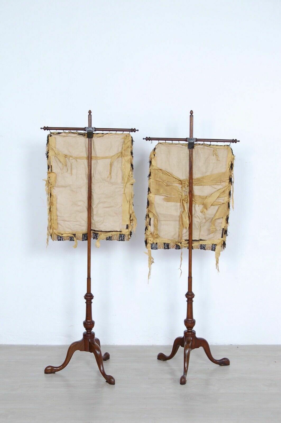 Pair Of Antique Wooden Standard Holders Support Rod For Coats Of Arms Or Vestments photo furniture