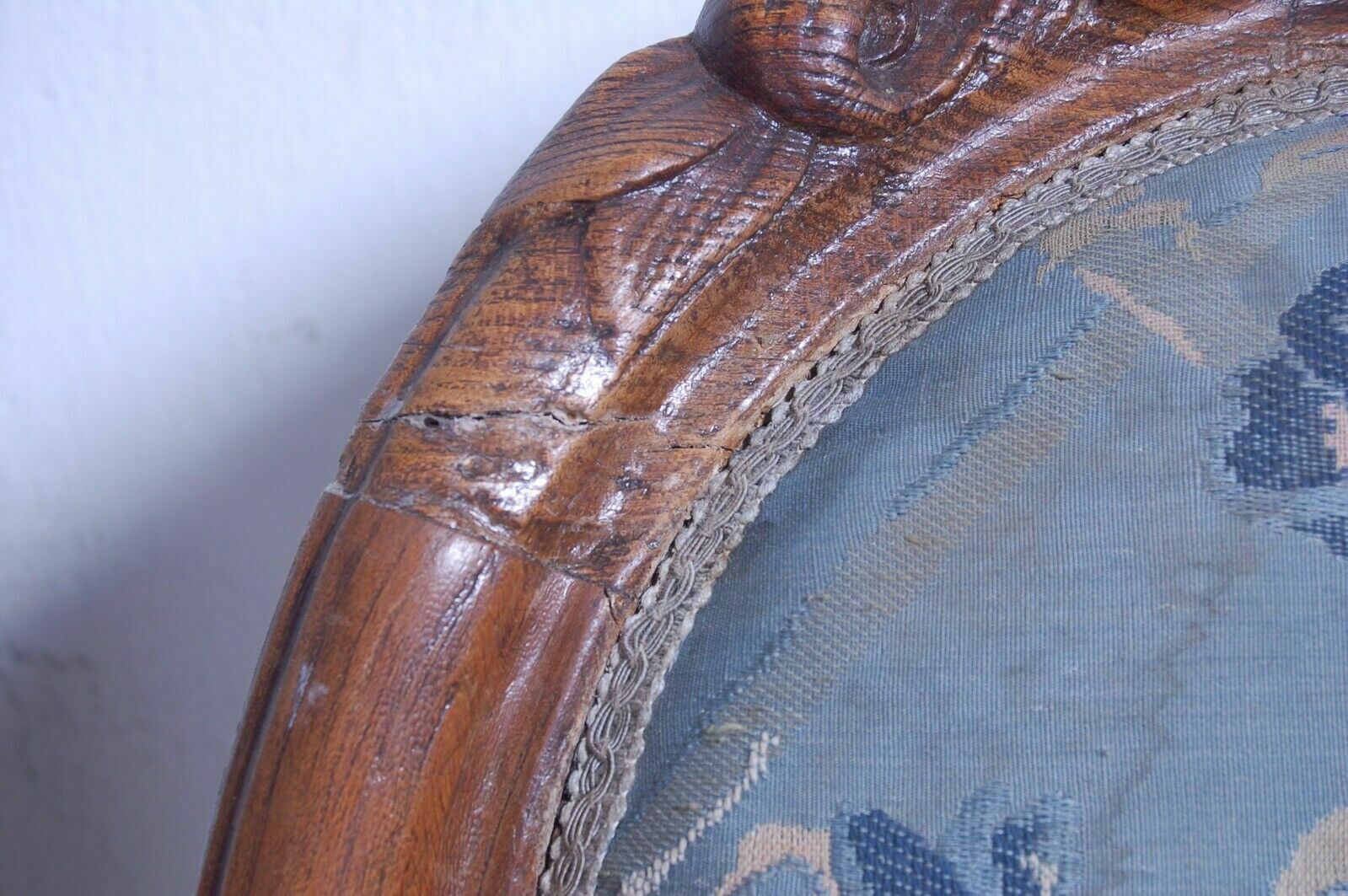 Pair Of Armchairs From The Late 19th Century In Antique Walnut Wood. Antique Bedroom Armchair Chair photo for sale