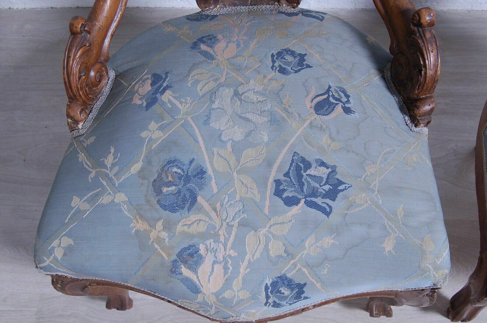 Pair Of Armchairs From The Late 19th Century In Antique Walnut Wood. Antique Bedroom Armchair Chair photo vinterior