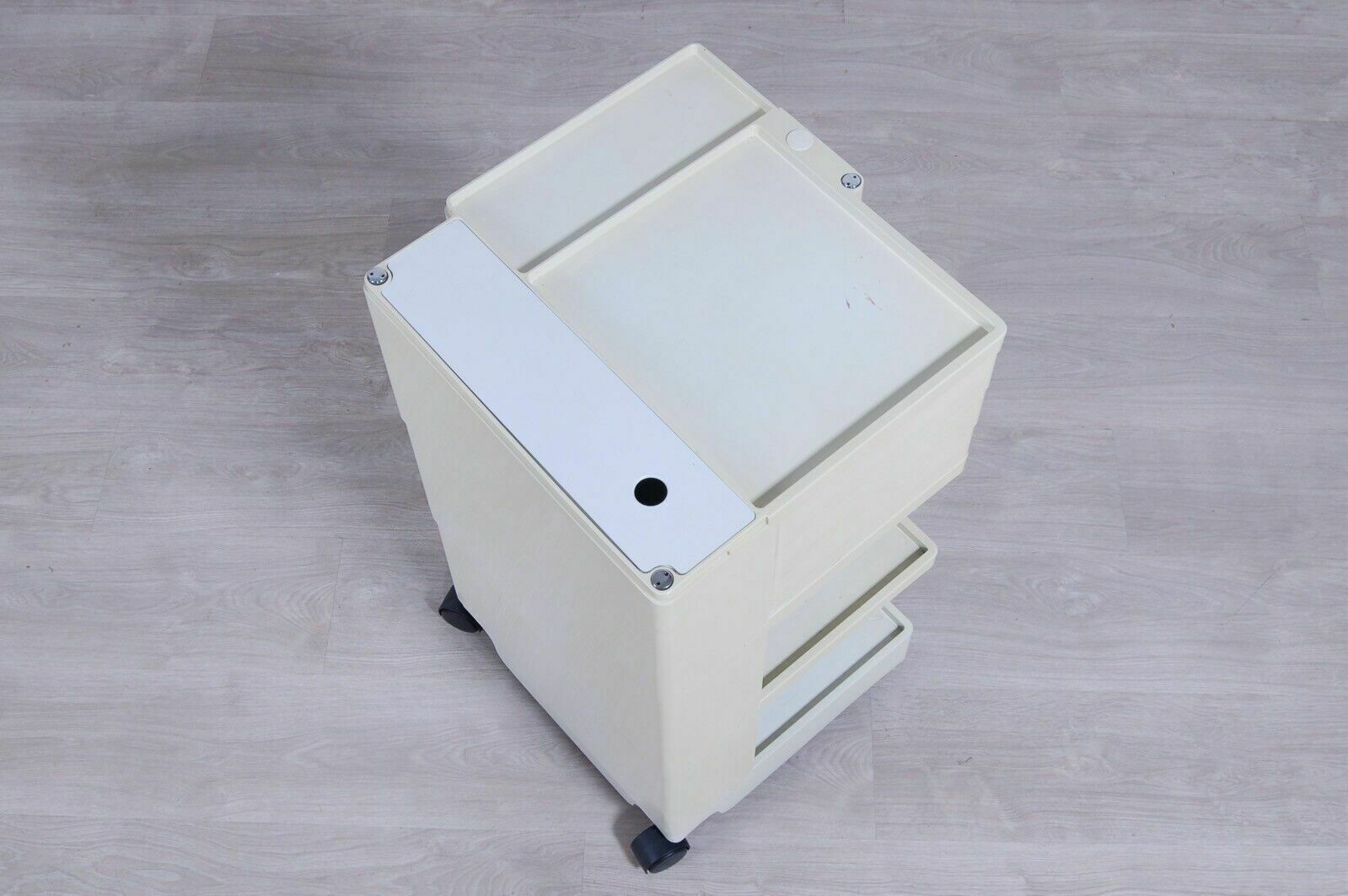 Boby Joe Colombo Bieffeplast 70s White Carello Side Table Cabinet With Wheels photo buy