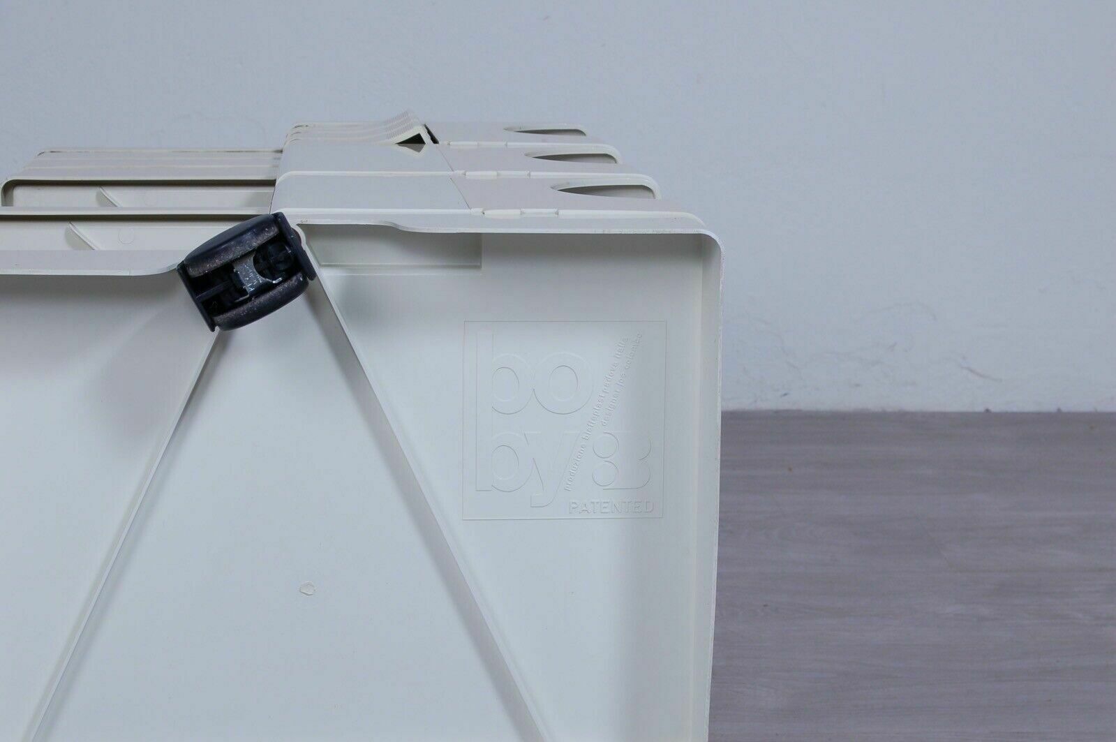 358.0 Boby Joe Colombo Bieffeplast 70s White Carello Side Table Cabinet With Wheels photo