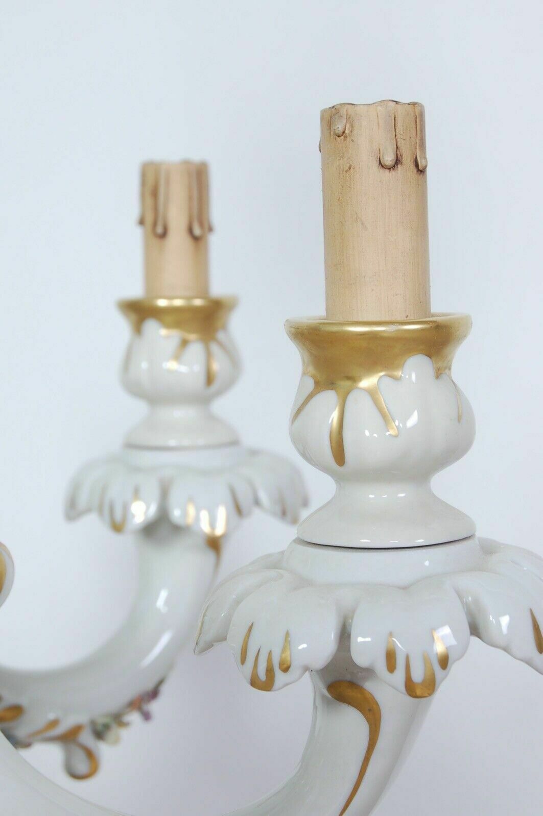 263.0 Capodimonte Chandelier 6 Lights Grandmother's Lamp Ceramic Arms Flowers photo