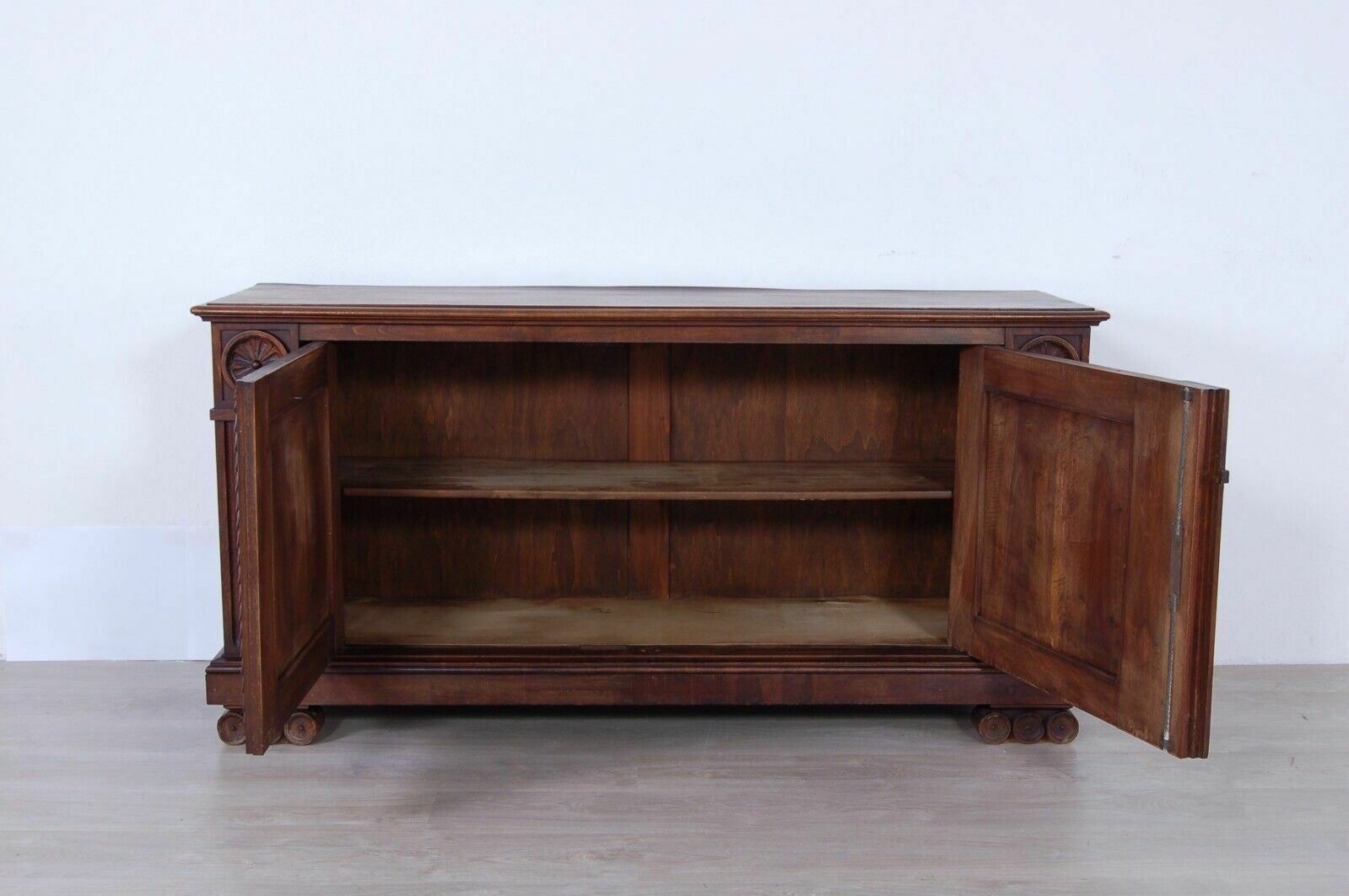 photo for sale Ancient Low Sideboard, Old Chest Of Drawers With Mirror From The Early 1900s In Solid Wood