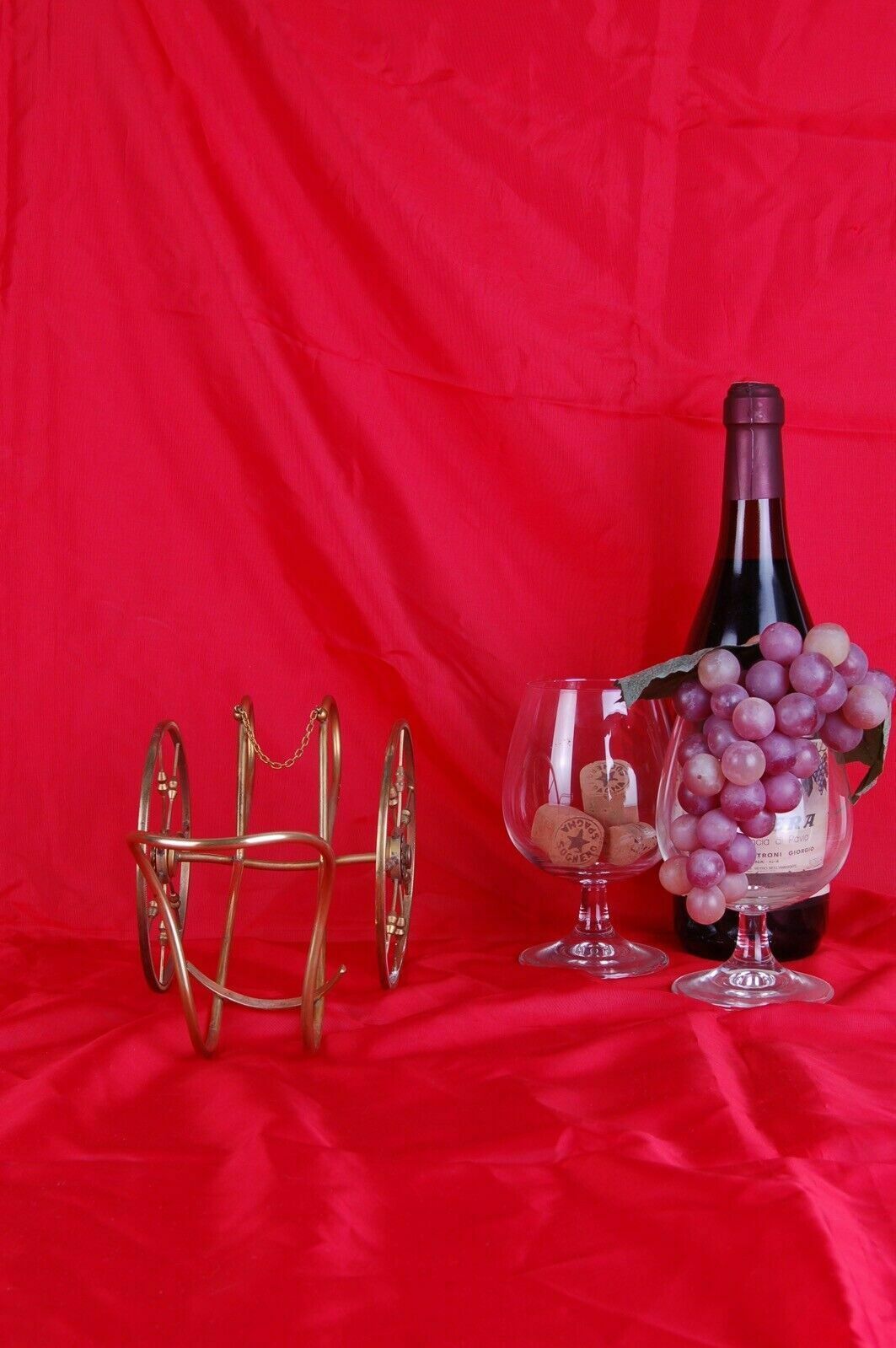Aldo Tura Style Design Bottle Holder, Brass, Trolley With Wheels. 70's. photo Furniture