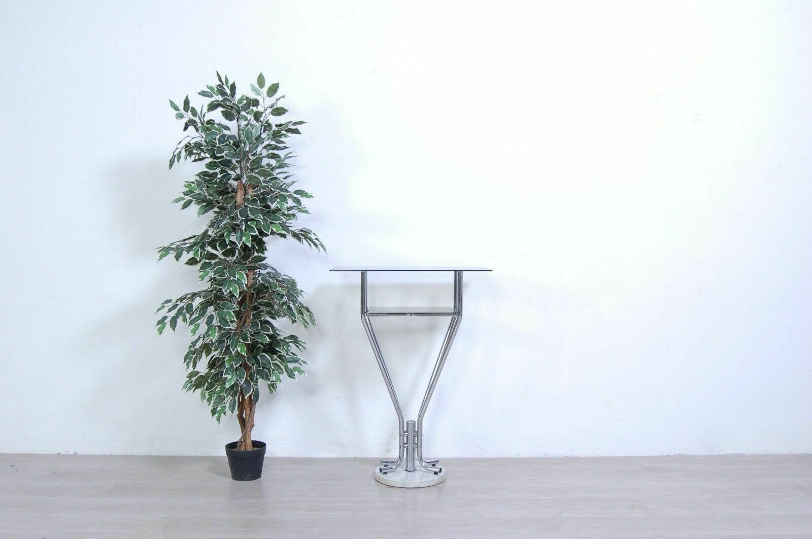 Space Age Entrance Console High Table Design From The 70s Steel Marble Smoked Glass