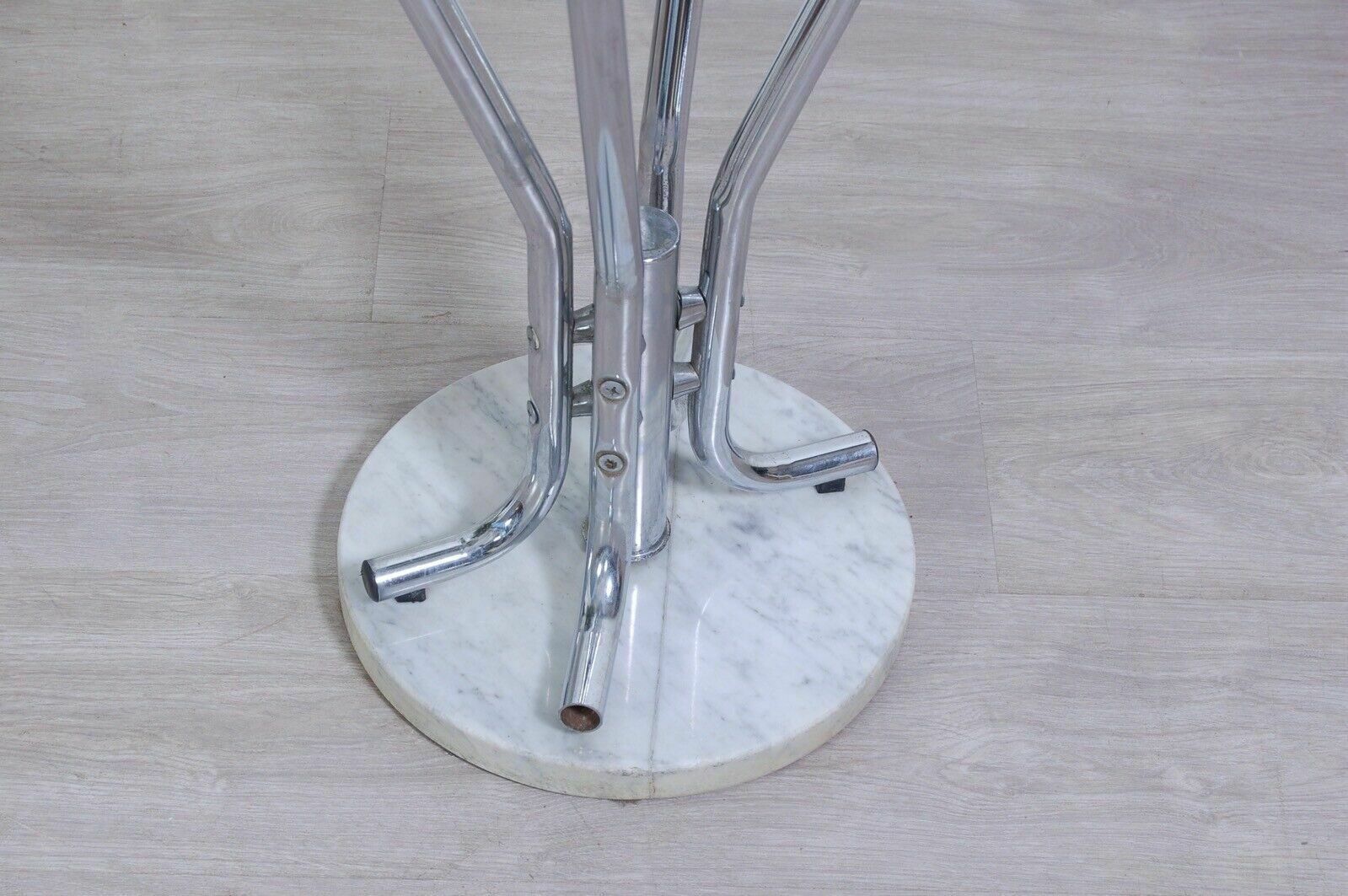 Space Age Entrance Console High Table Design From The 70s Steel Marble Smoked Glass photo vintage