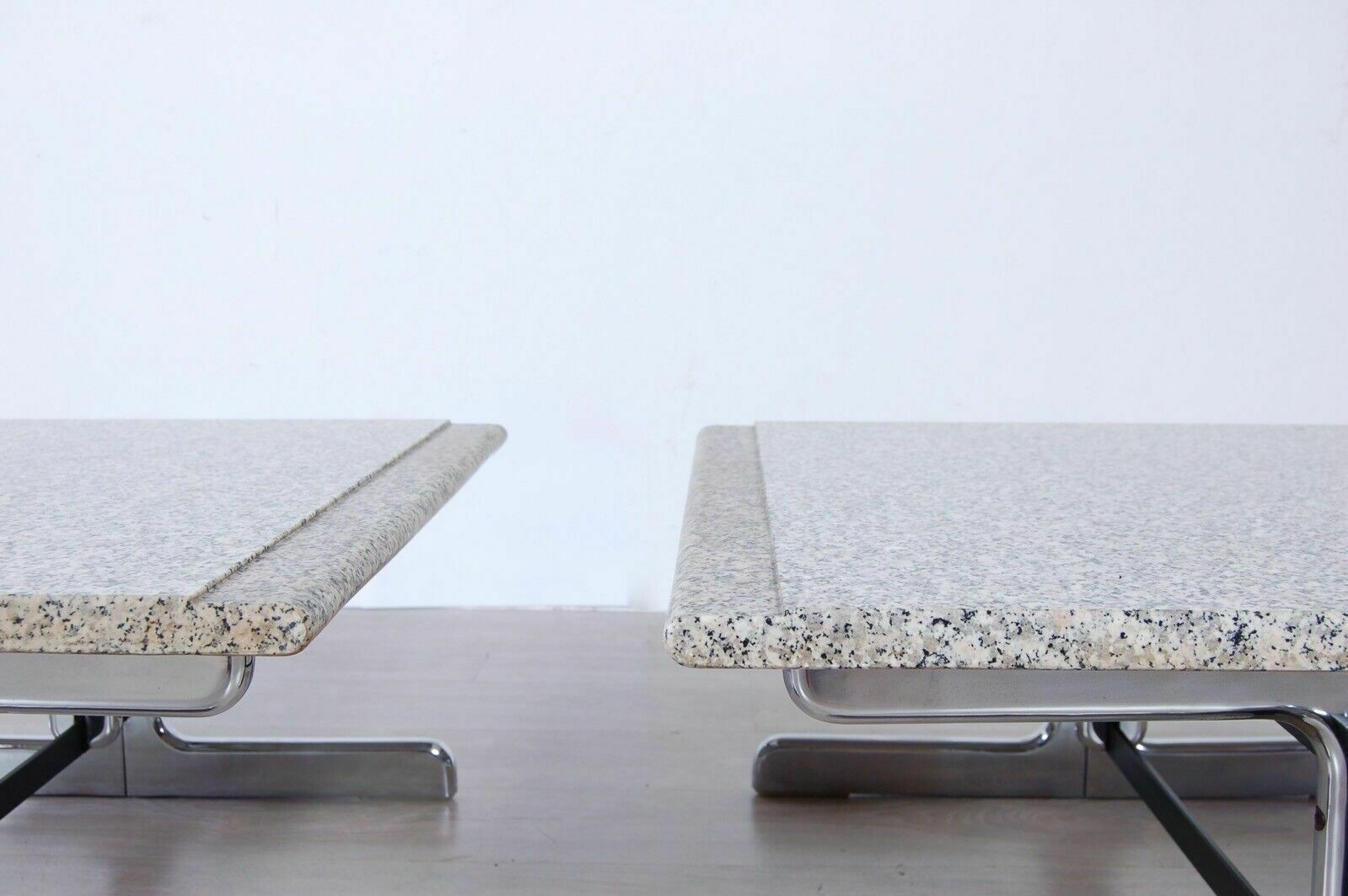 Pair Of Granite Steel Tables Designed By Ammannati Vitelli Bruno Brunati From The 70s photo buy