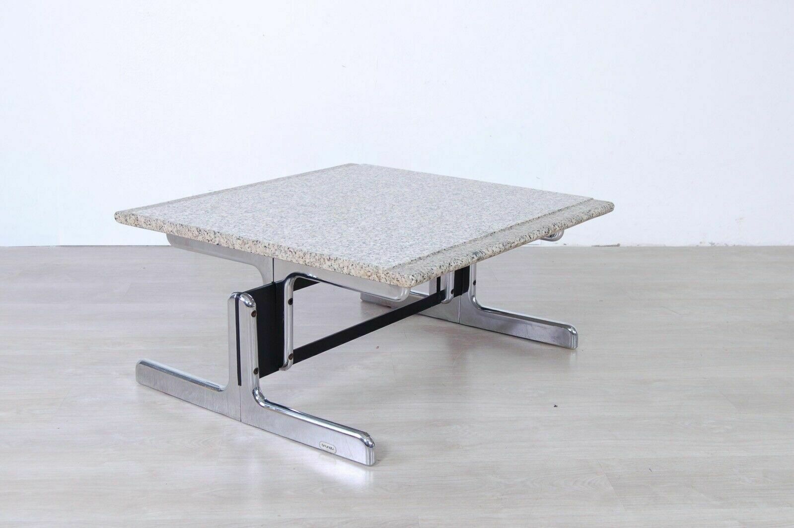 Furniture Pair Of Granite Steel Tables Designed By Ammannati Vitelli Bruno Brunati From The 70s photo