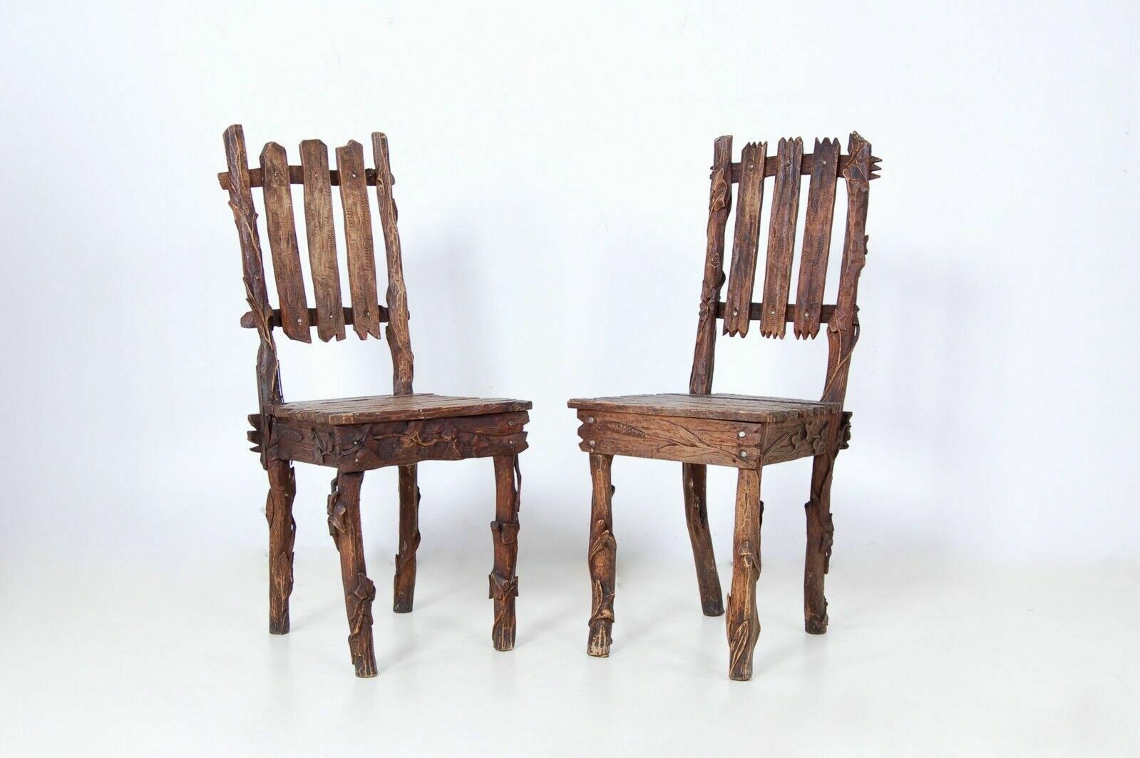Hand Carved Wooden Garden Lounge Set, Unique Piece Of Craftsmanship From The 20s And 30s photo vintage