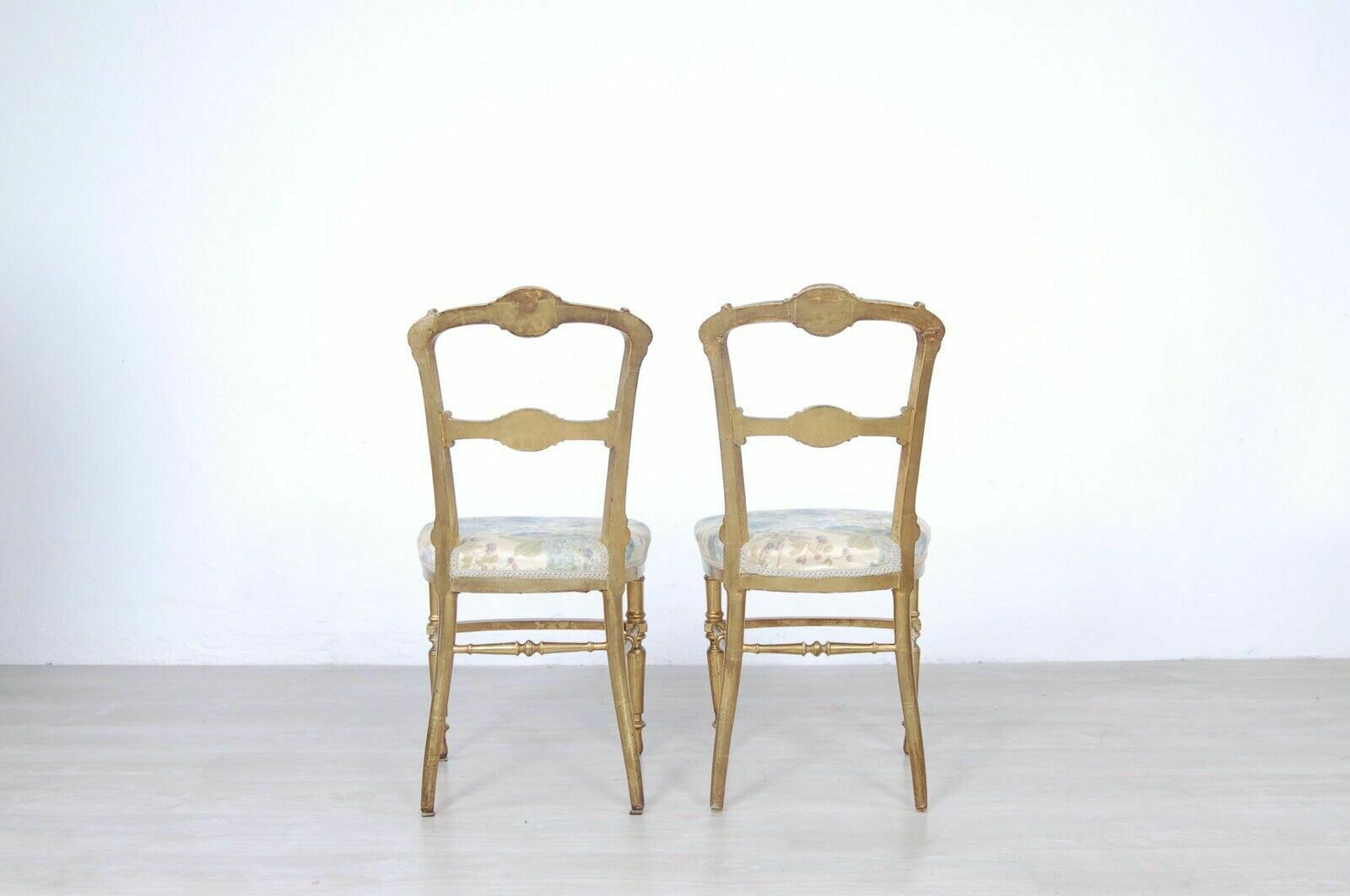 Pair Of Gilded Chairs From The End Of The 19th Century In Worked Wood And Modern Art Made In Italy photo vinterior