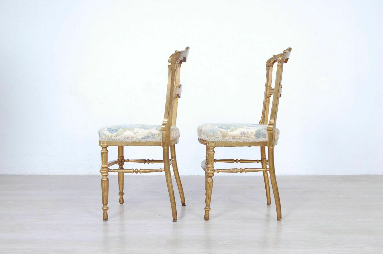 Pair Of Gilded Chairs From The End Of The 19th Century In Worked Wood And Modern Art Made In Italy photo vintage