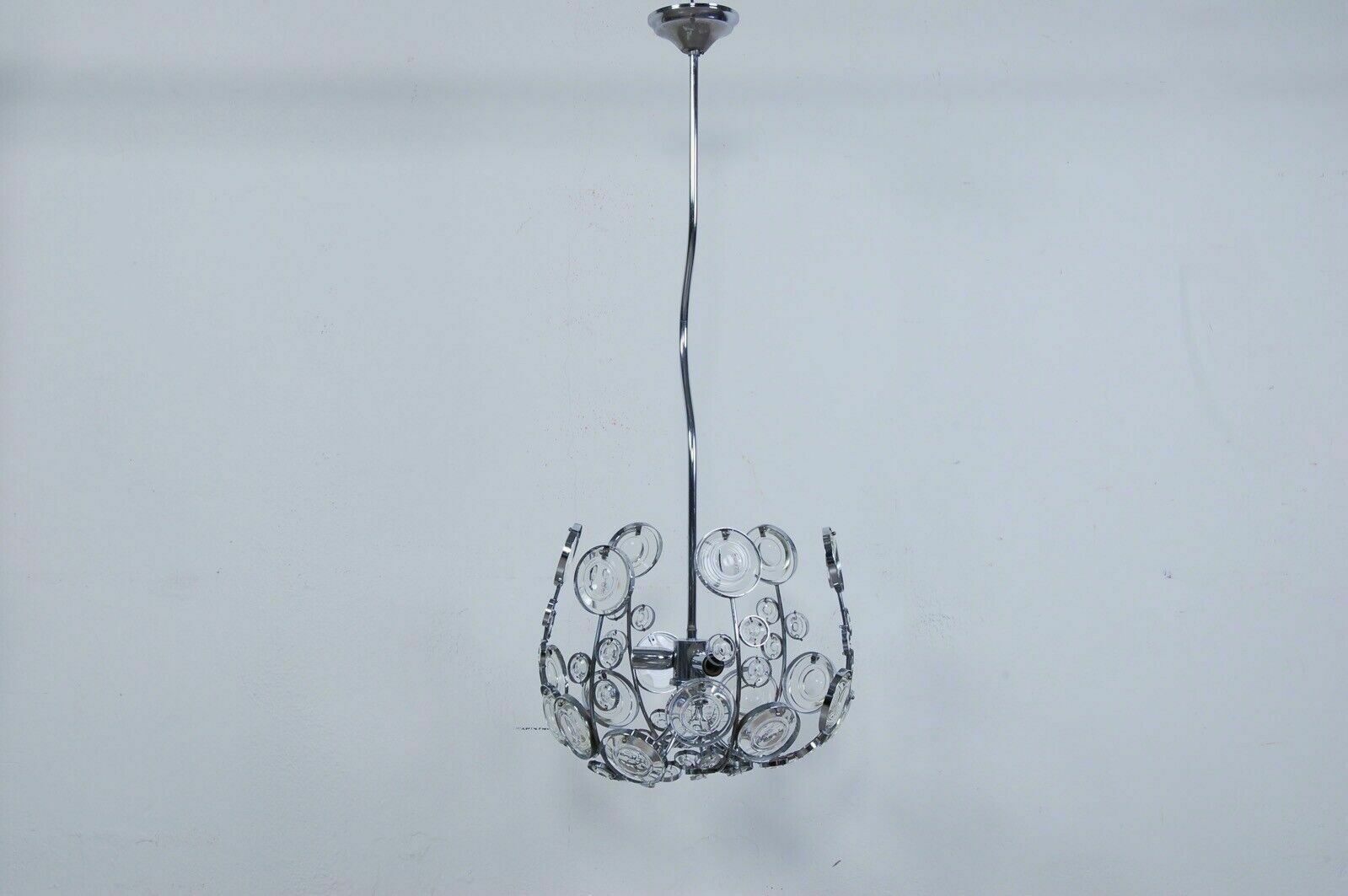 Space Age Chandelier Ceiling Lamp Design From The 70s In Murano Glass Steel