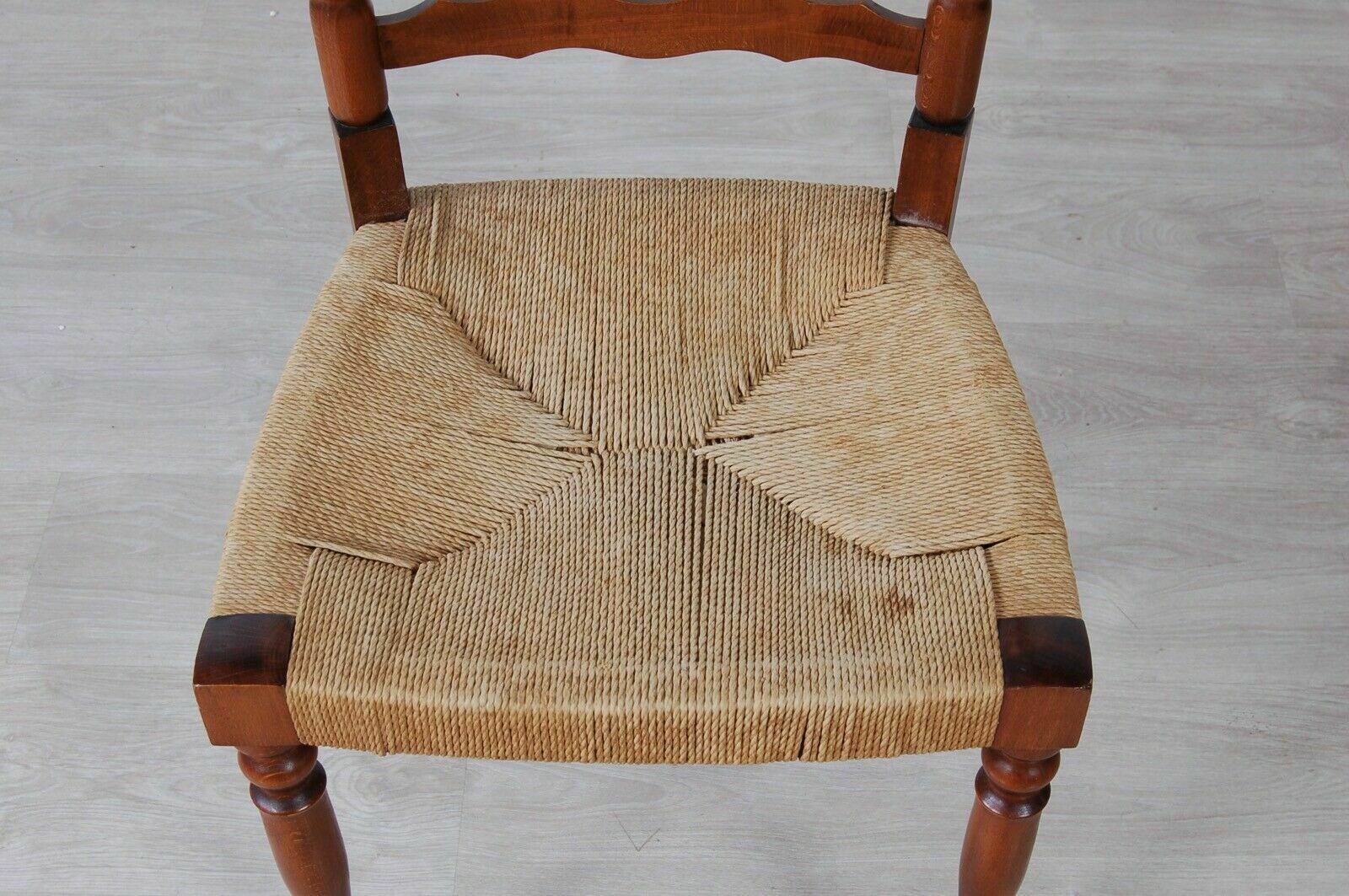 High Back Wooden Chair With Straw Seat Design And Production In The 50s photo for sale