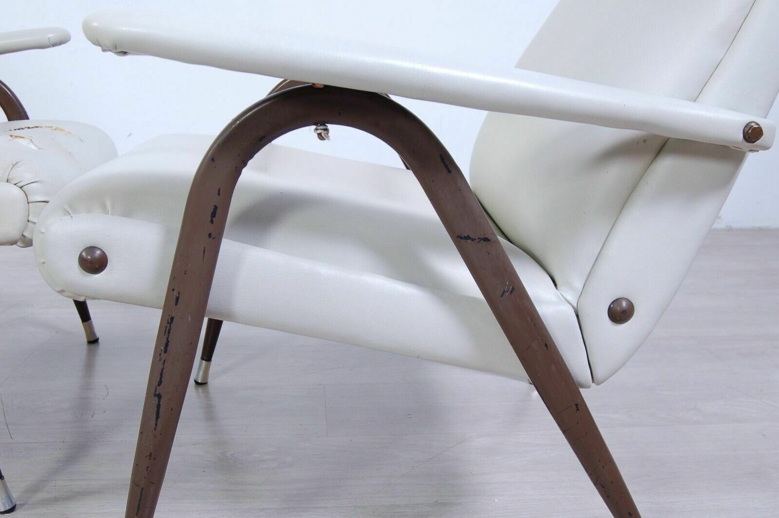737.0 Pair Of Vintage 50s Design Armchairs, Mid Century Bow Leg Armchairs photo