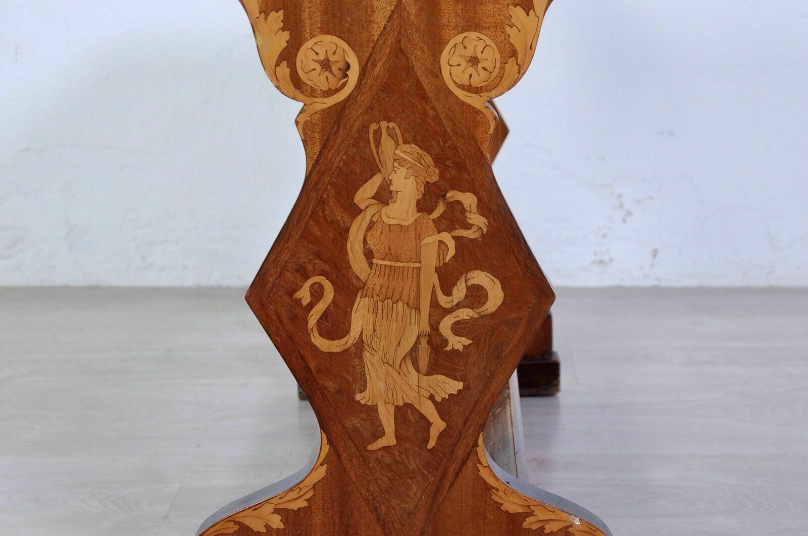 Antique Coffee Table From The Early 1900s. Coffee Table Inlaid With Beautiful Shapes In Briar photo vinterior