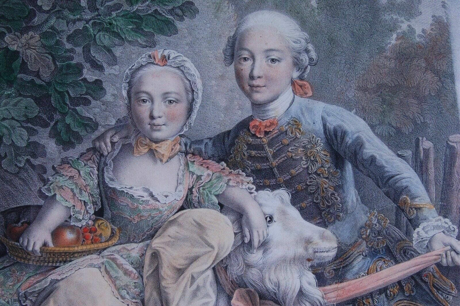 Pair Of Watercolor Lithographs. Peyre Jules. Bernard, Bequet, Paris. Early 1800s photo vintage