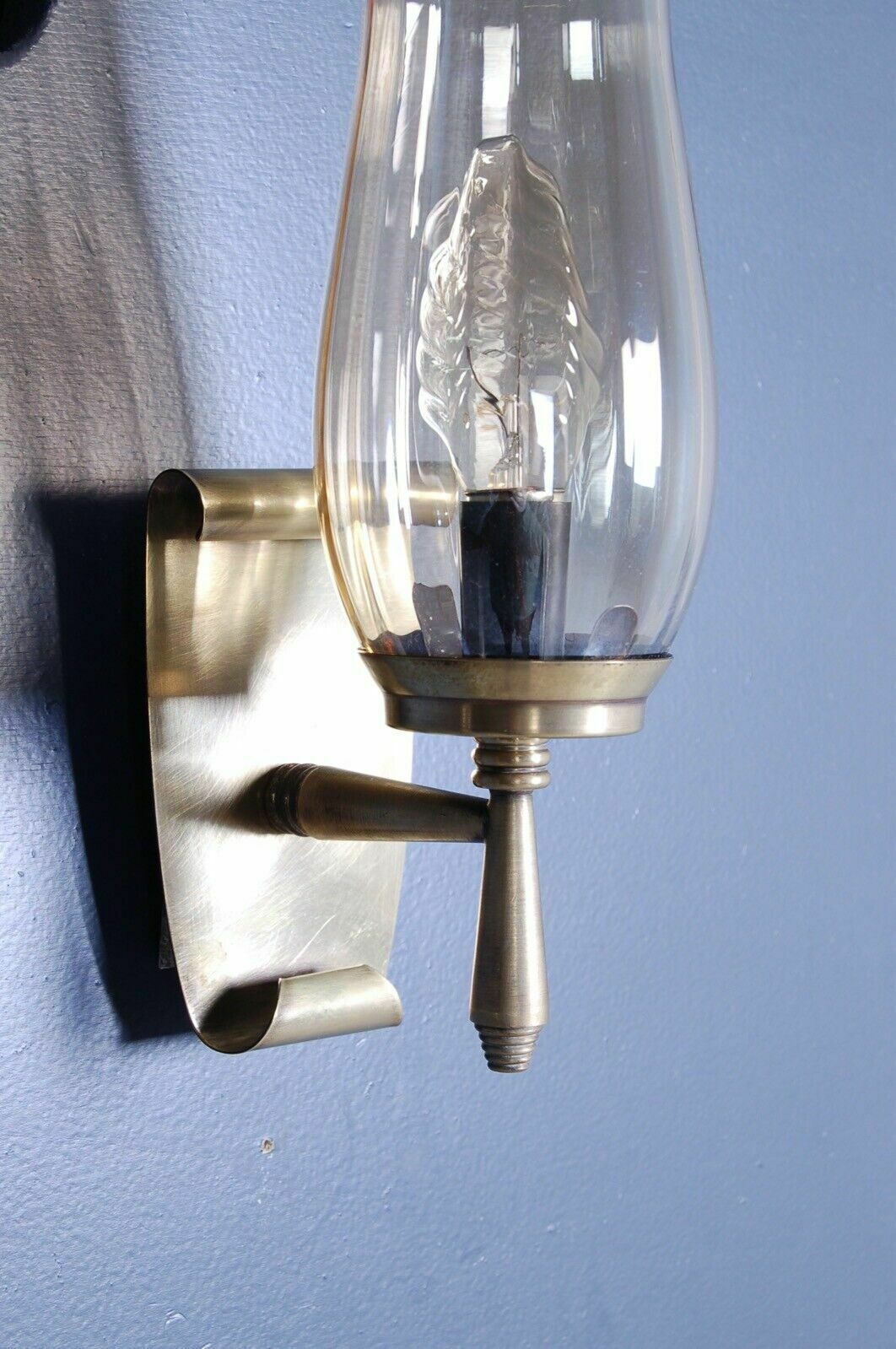 Pair Of Sconces In Brass And Blown Glass, Curl Design From The 1940s photo Lighting