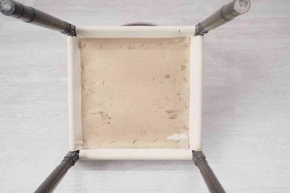 90.0 Vintage Design Wooden Chair From The 50s And 60s With Cream Skai Seat photo