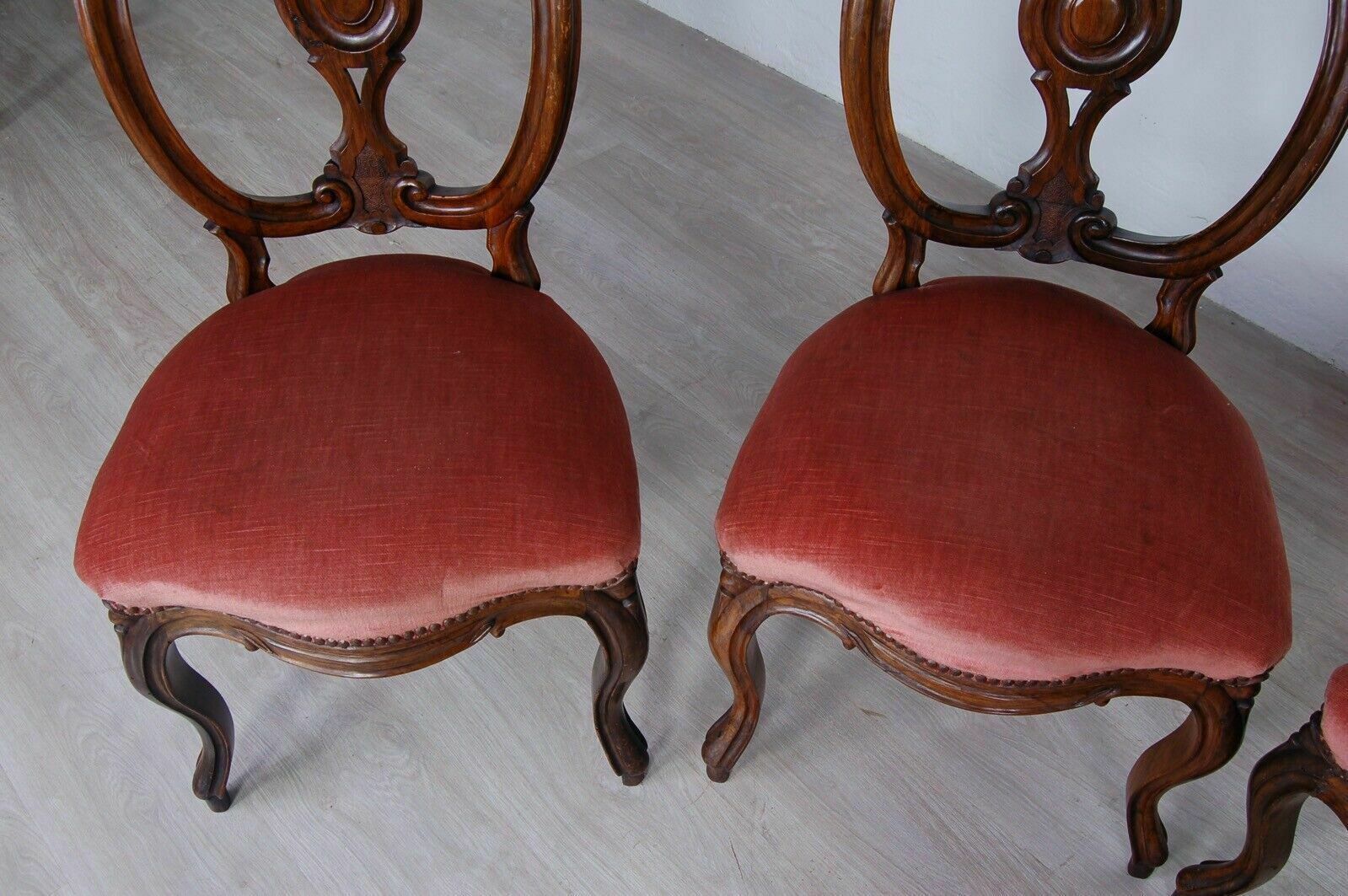 Furniture Luigi Filippo Chairs End 800 4 Seats Walnut Wood Velvet Seat And Chair Cover photo