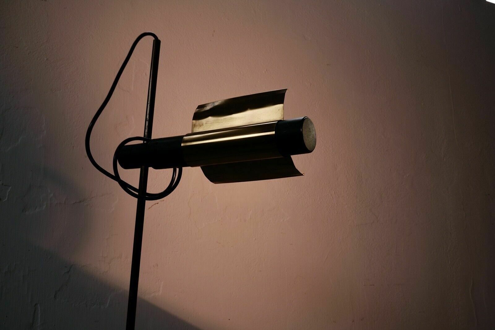 233.0 Floor Lamp Iron Brass Design From The 60s, Adjustable Lampshade With Dimmer photo