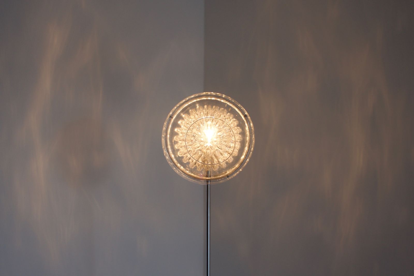 Vintage Italian ‘Eye’ Floor Lamp, Chrome, Murano Glass And Marble. 1970s photo furniture