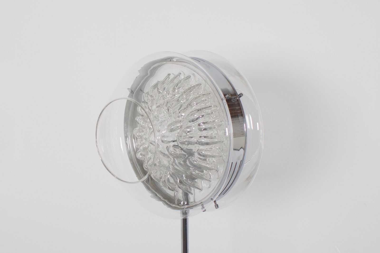 Vintage Italian ‘Eye’ Floor Lamp, Chrome, Murano Glass And Marble. 1970s photo for sale