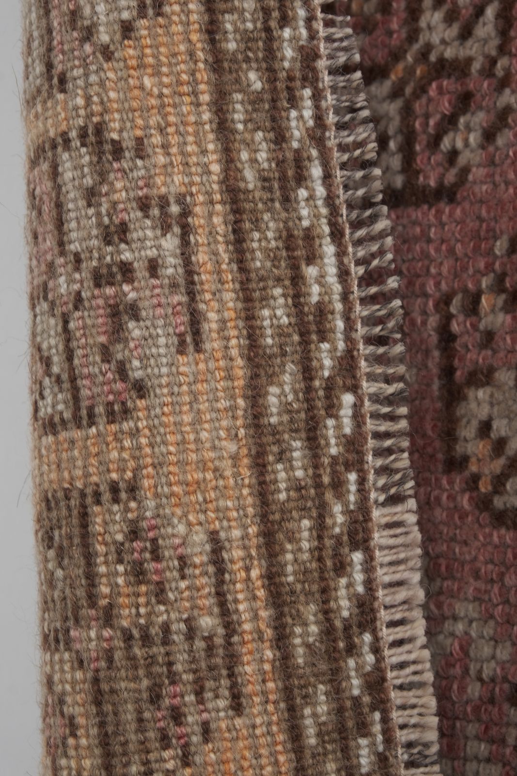 Distressed Turkish Wool Pink Runner Rug With Southwestern Style 4'9" X 10'12" photo vintage