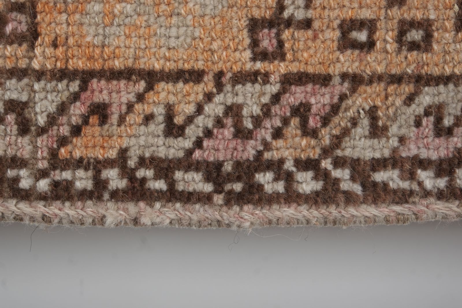 Textiles Distressed Turkish Wool Pink Runner Rug With Southwestern Style 4'9" X 10'12" photo