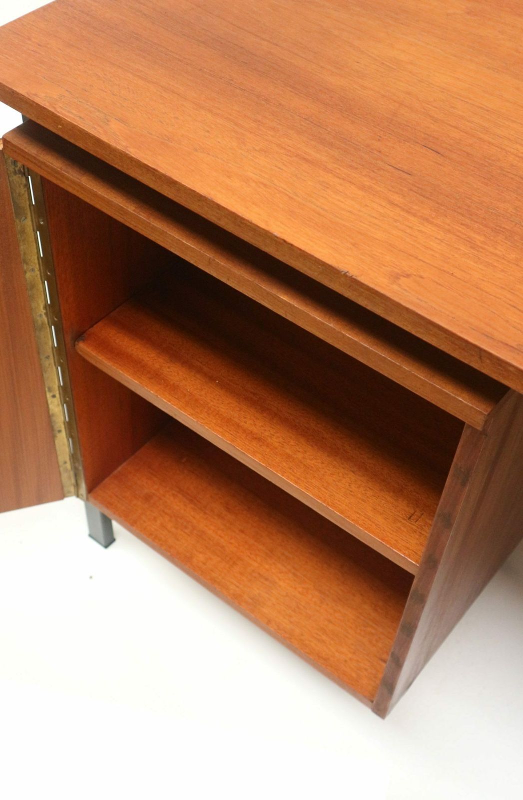 Large Vintage Desk With Drawers And Door On Metal Base Made In The 60s photo furniture