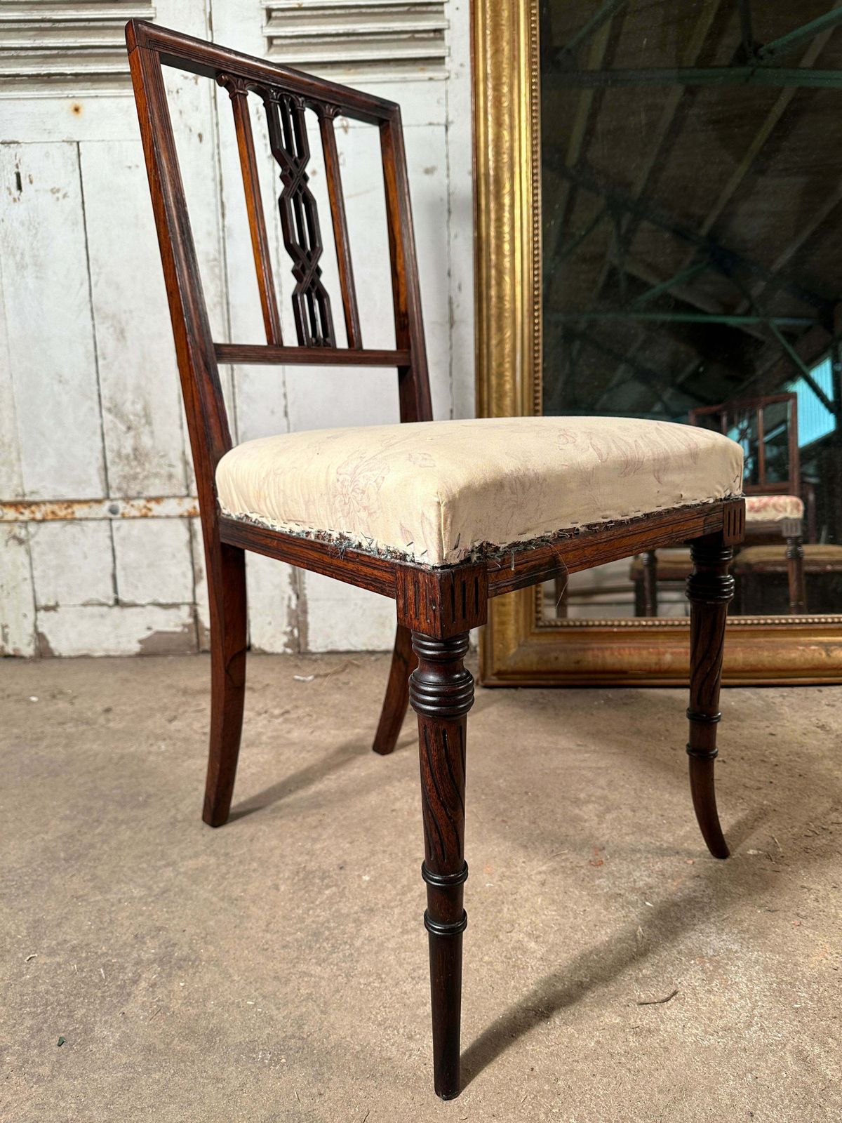 photo vinterior A Rare Pair Of Antique Regency Chippendale Rosewood Show/Side Chairs By Renowned Cabinet Makers Bertram & Sons Dean St Soho Featured In The Paris Exhi