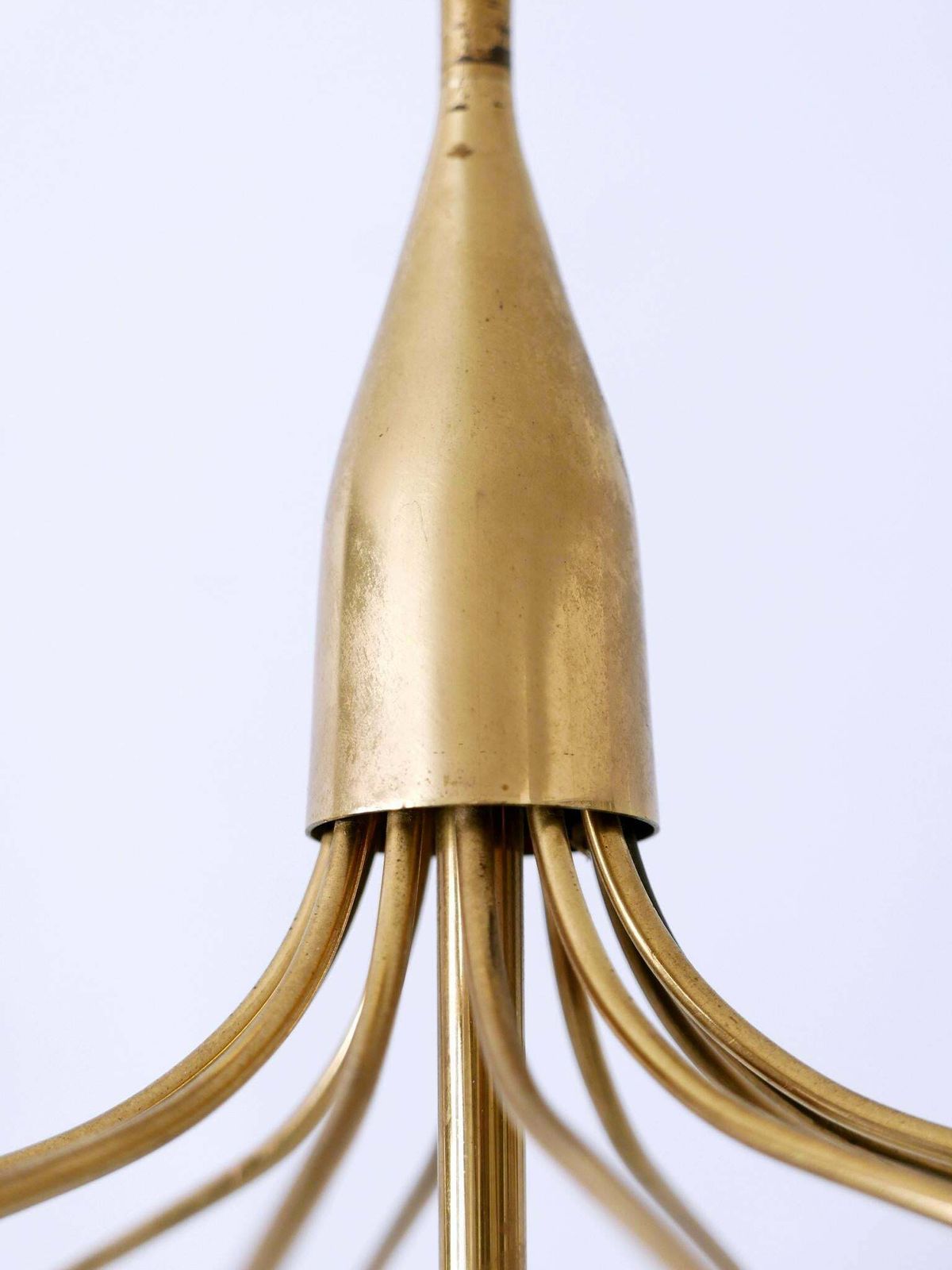 photo vintage Exceptional Mid Century Modern Nine Flamed Chandelier Or Pendant Lamp 1950s