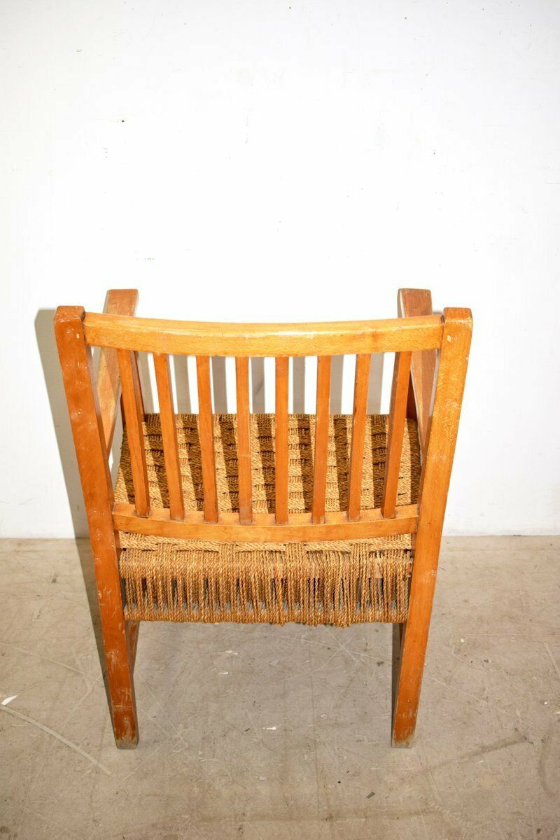 Italian Wood & Cord Lounge Chairs, 1940s, Set Of 2 photo buy