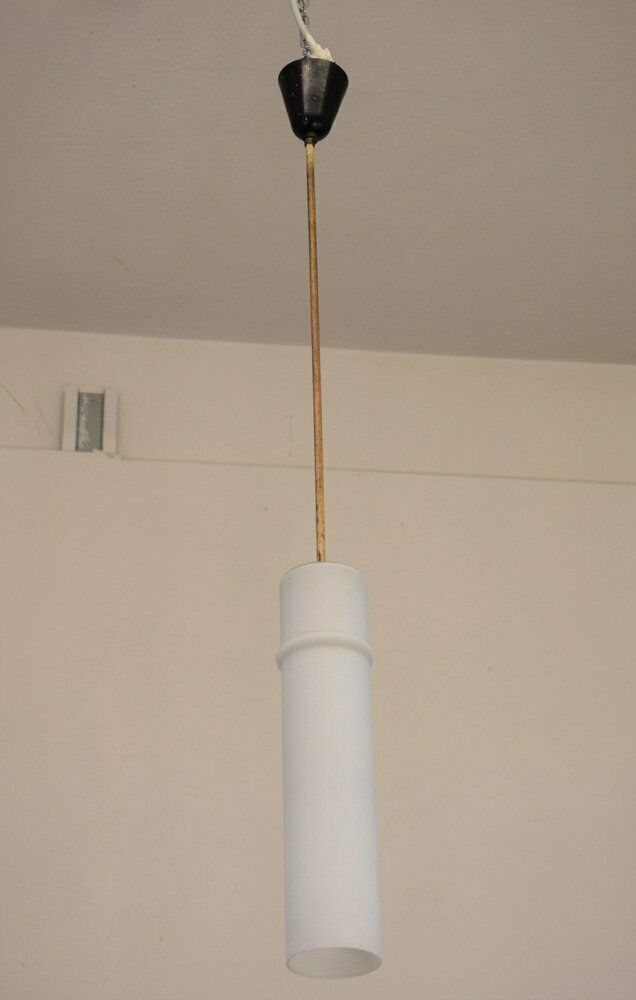 Italian Pendant In Opal And Brass From Stilnovo, 1960s photo furniture