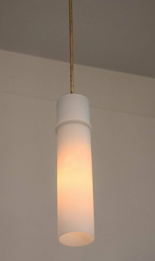 Italian Pendant In Opal And Brass From Stilnovo, 1960s photo Lighting