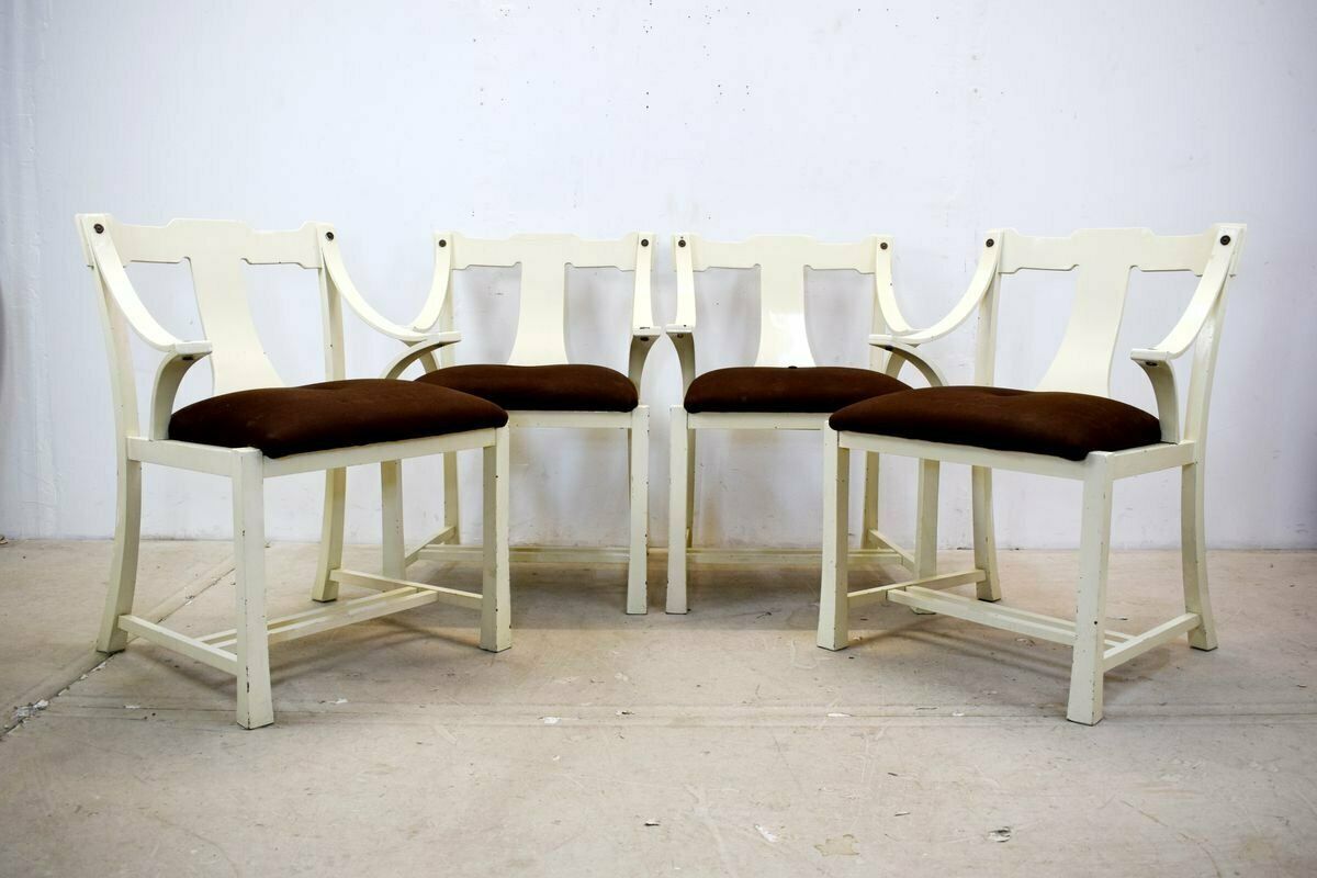 Italian Painted Wooden Dining Chairs, 1960s, Set Of 4 photo furniture
