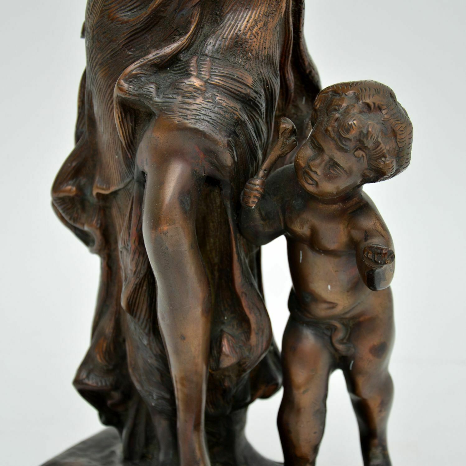 Antique Bronze Sculpture Of Woman And Child photo Home Decor