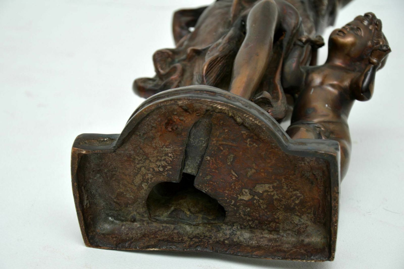 455.52 Antique Bronze Sculpture Of Woman And Child photo